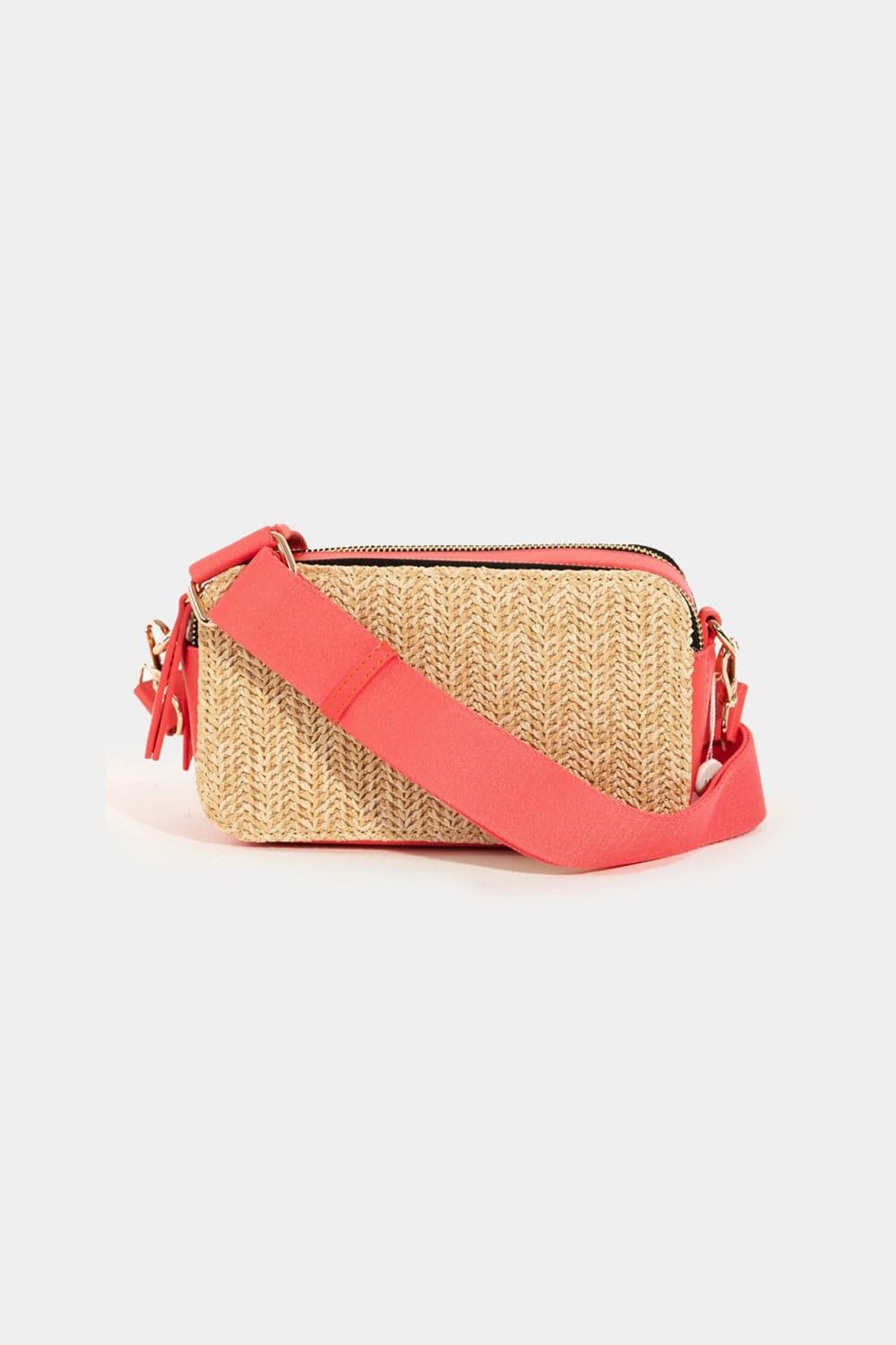 Fame Straw Contrast Crossbody Bag - SwagglyLife Home & Fashion