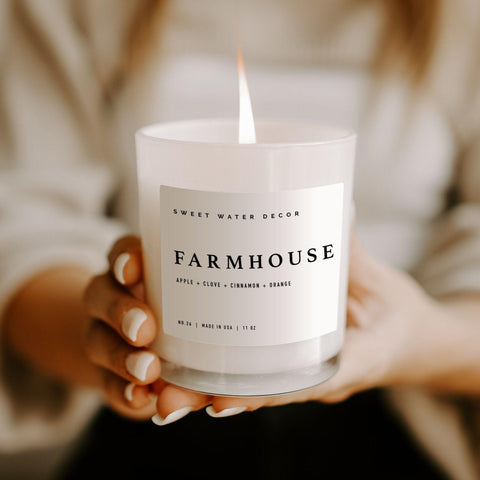 Farmhouse Soy Candle - White Jar - 11 oz - SwagglyLife Home & Fashion