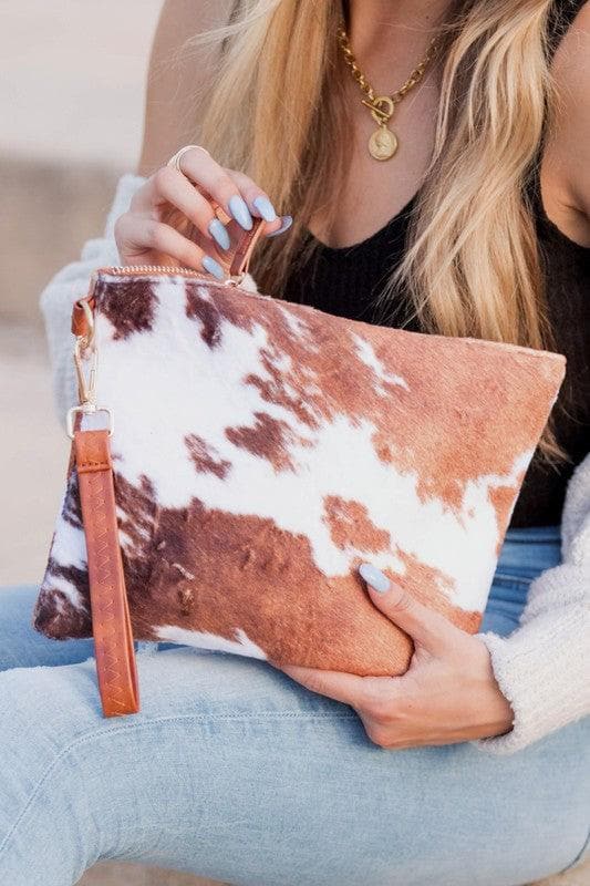 Faux Fur Cow Animal Print Clutch - SwagglyLife Home & Fashion