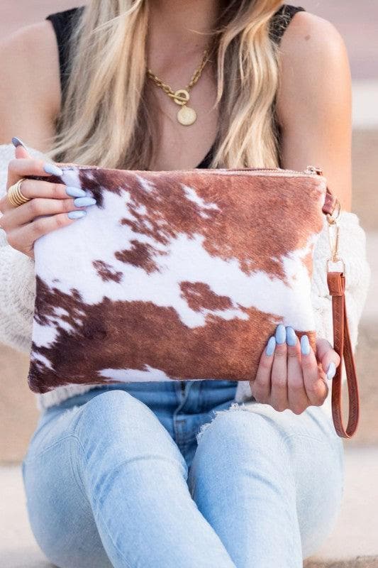 Faux Fur Cow Animal Print Clutch - SwagglyLife Home & Fashion