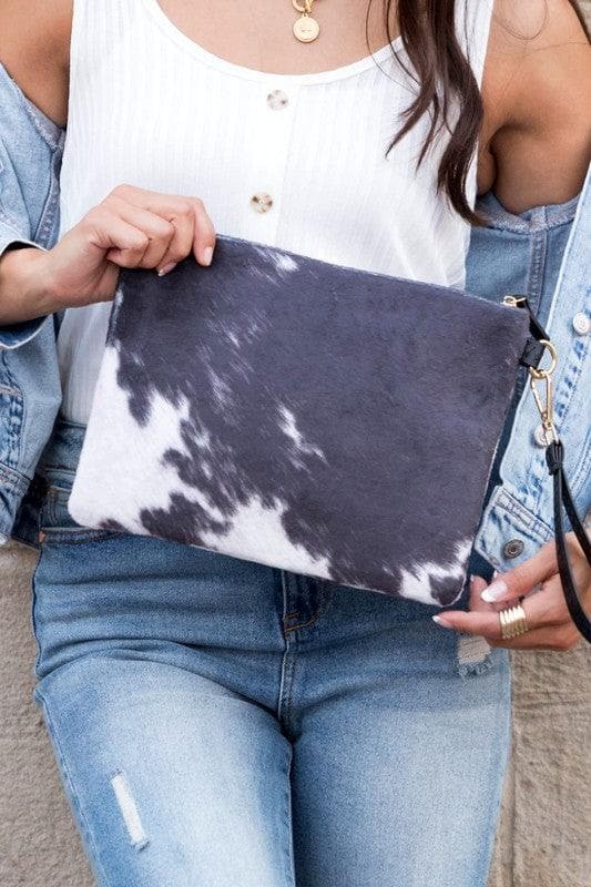 Faux Fur Cow Animal Print Clutch - SwagglyLife Home & Fashion