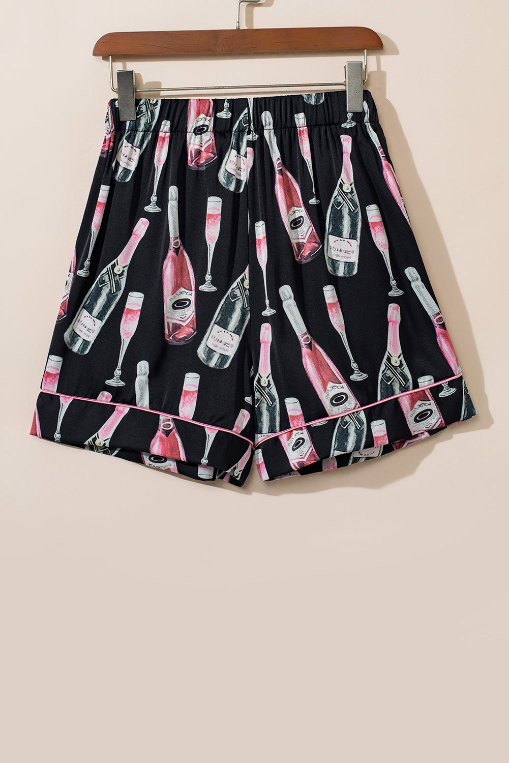 Champagne Print Short Sleeve Top and Shorts Sleepwear Set