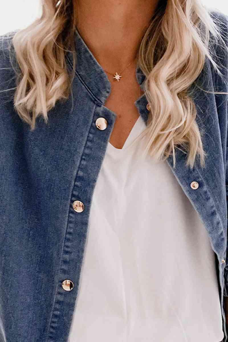 Andrea Shoulder Detail Denim Button Down Shirt