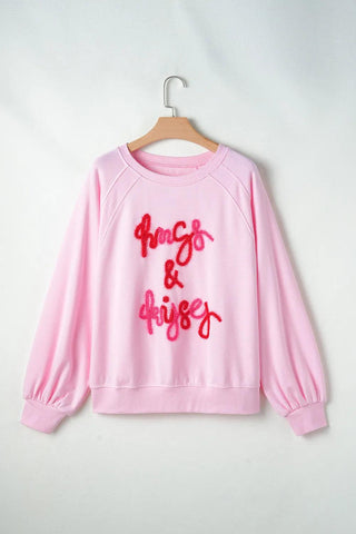 Hugs & Kisses Contrast Letter Round Neck Long Sleeve Sweatshirt