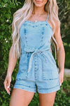 Feels like Summer! Tied Spaghetti Strap Denim Romper - SwagglyLife Home & Fashion