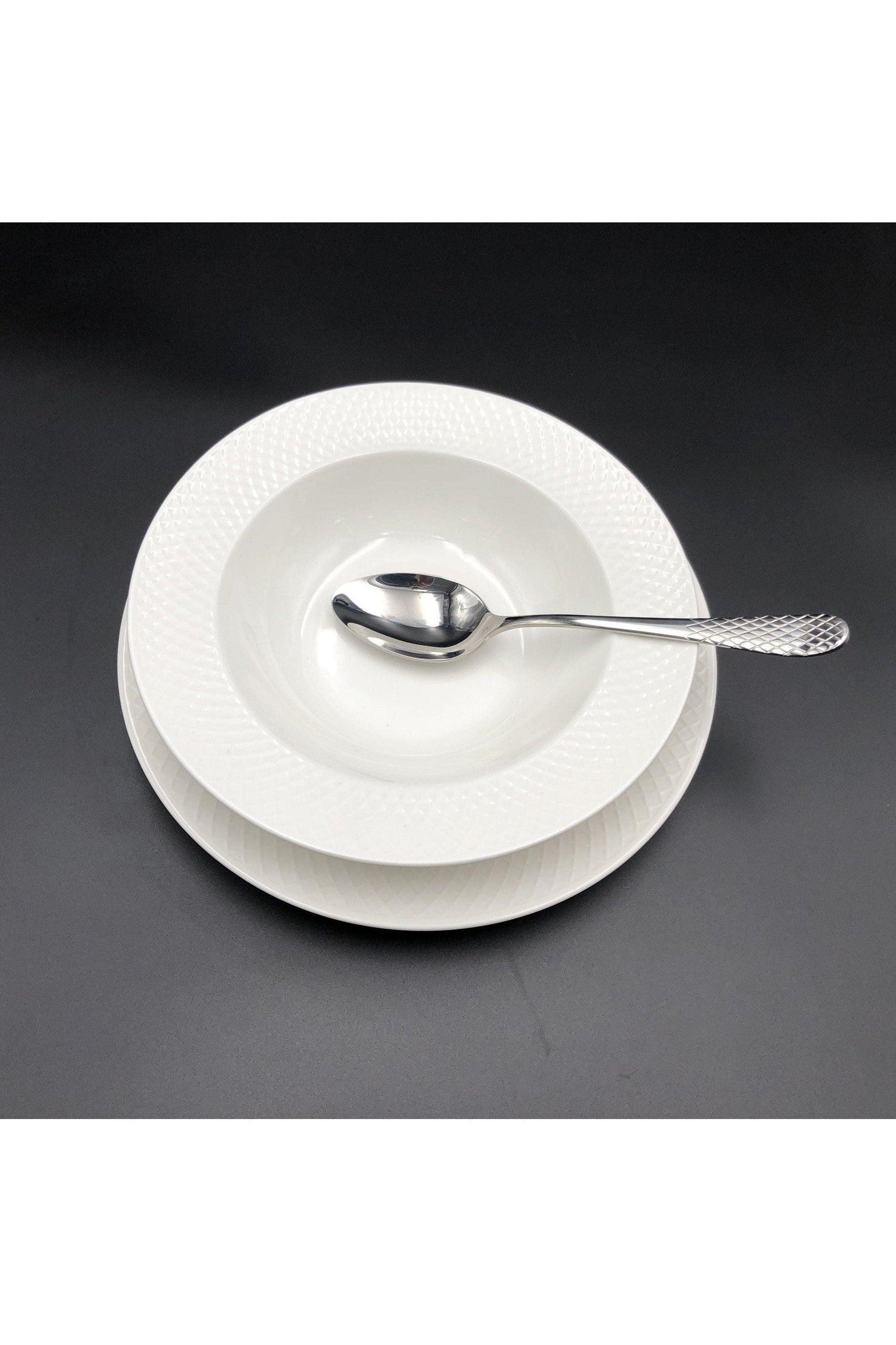 Fine Porcelain Julia Deep Soup Plate Set -18 PC - SwagglyLife Home & Fashion