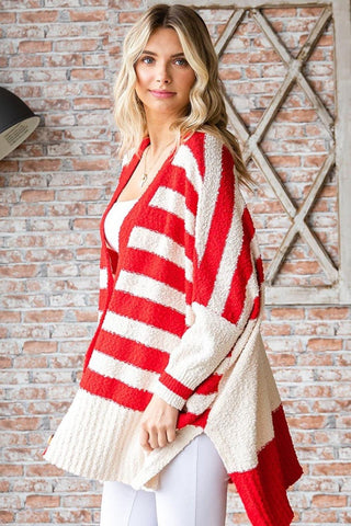 First Love Textured Striped Button Down Cardigan - SwagglyLife Home & Fashion