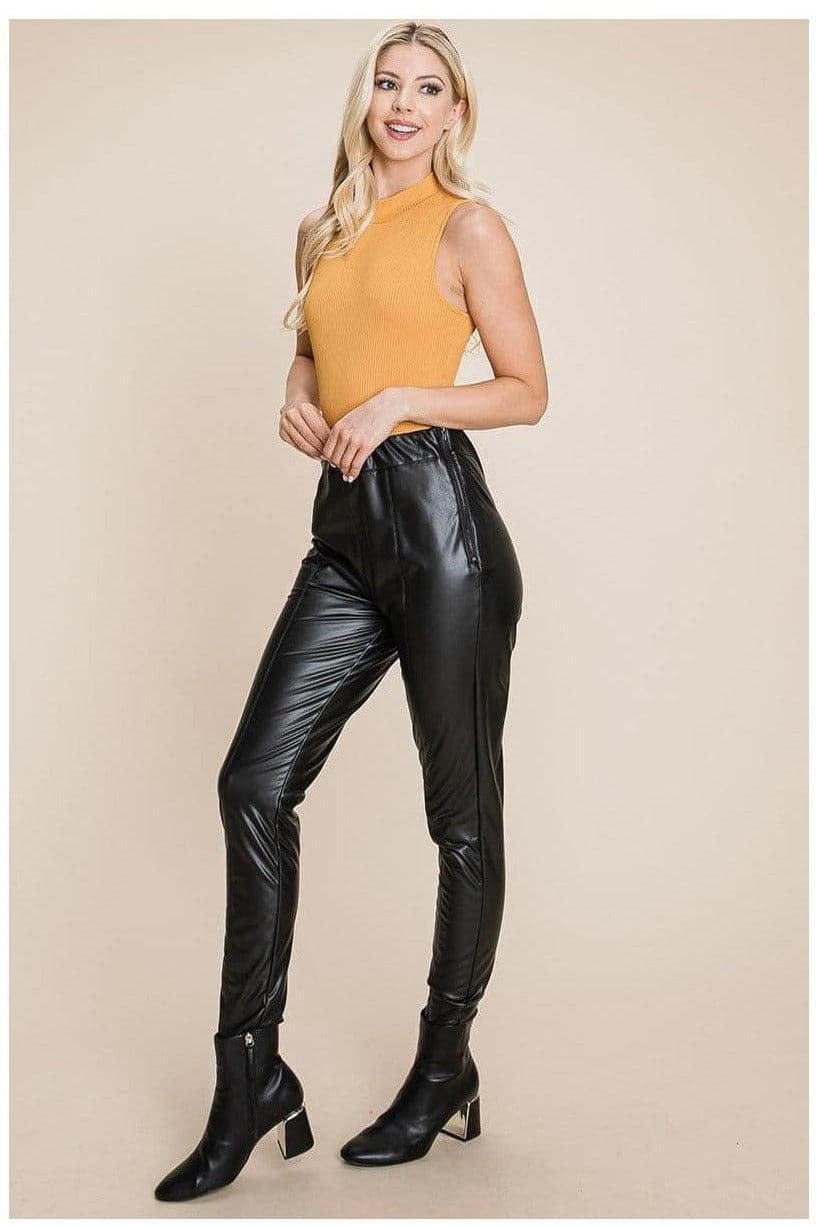 Fleece Lining Faux Leather Pants - SwagglyLife Home & Fashion