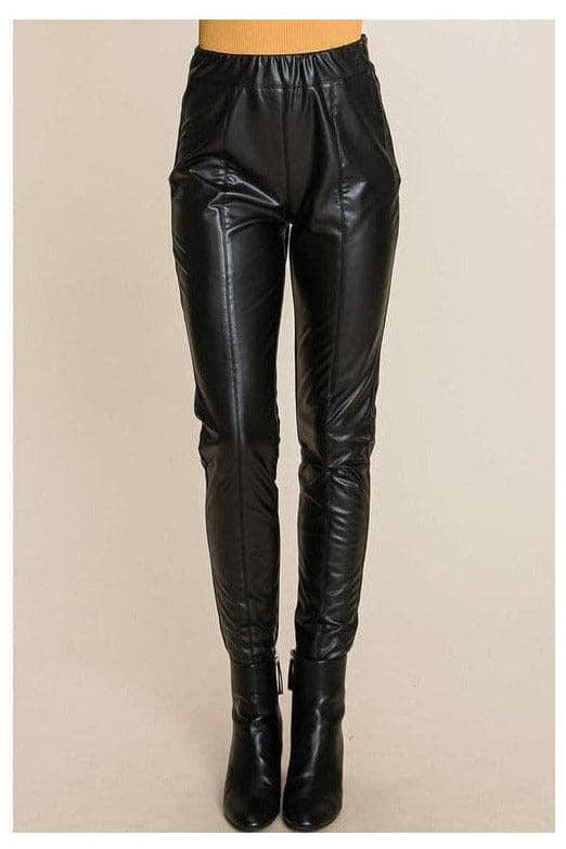 Fleece Lining Faux Leather Pants - SwagglyLife Home & Fashion