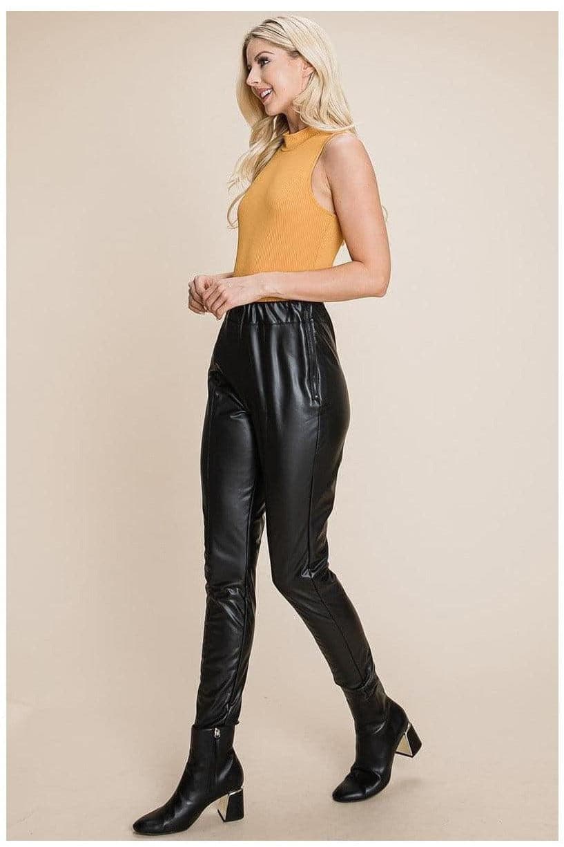 Fleece Lining Faux Leather Pants - SwagglyLife Home & Fashion