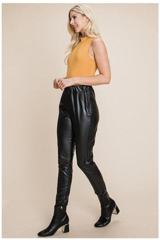 Fleece Lining Faux Leather Pants - SwagglyLife Home & Fashion