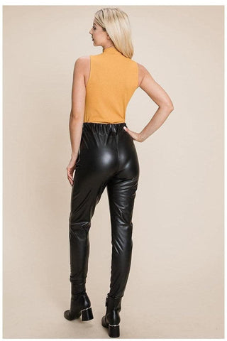 Fleece Lining Faux Leather Pants - SwagglyLife Home & Fashion