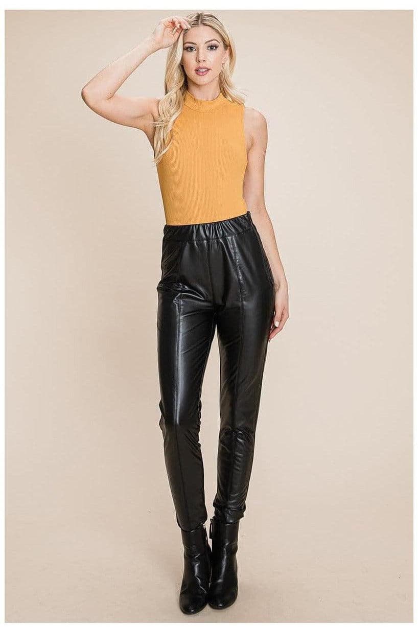 Fleece Lining Faux Leather Pants - SwagglyLife Home & Fashion