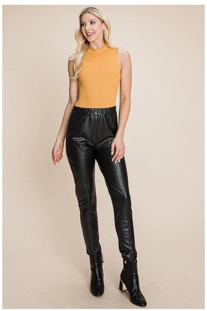 Fleece Lining Faux Leather Pants - SwagglyLife Home & Fashion