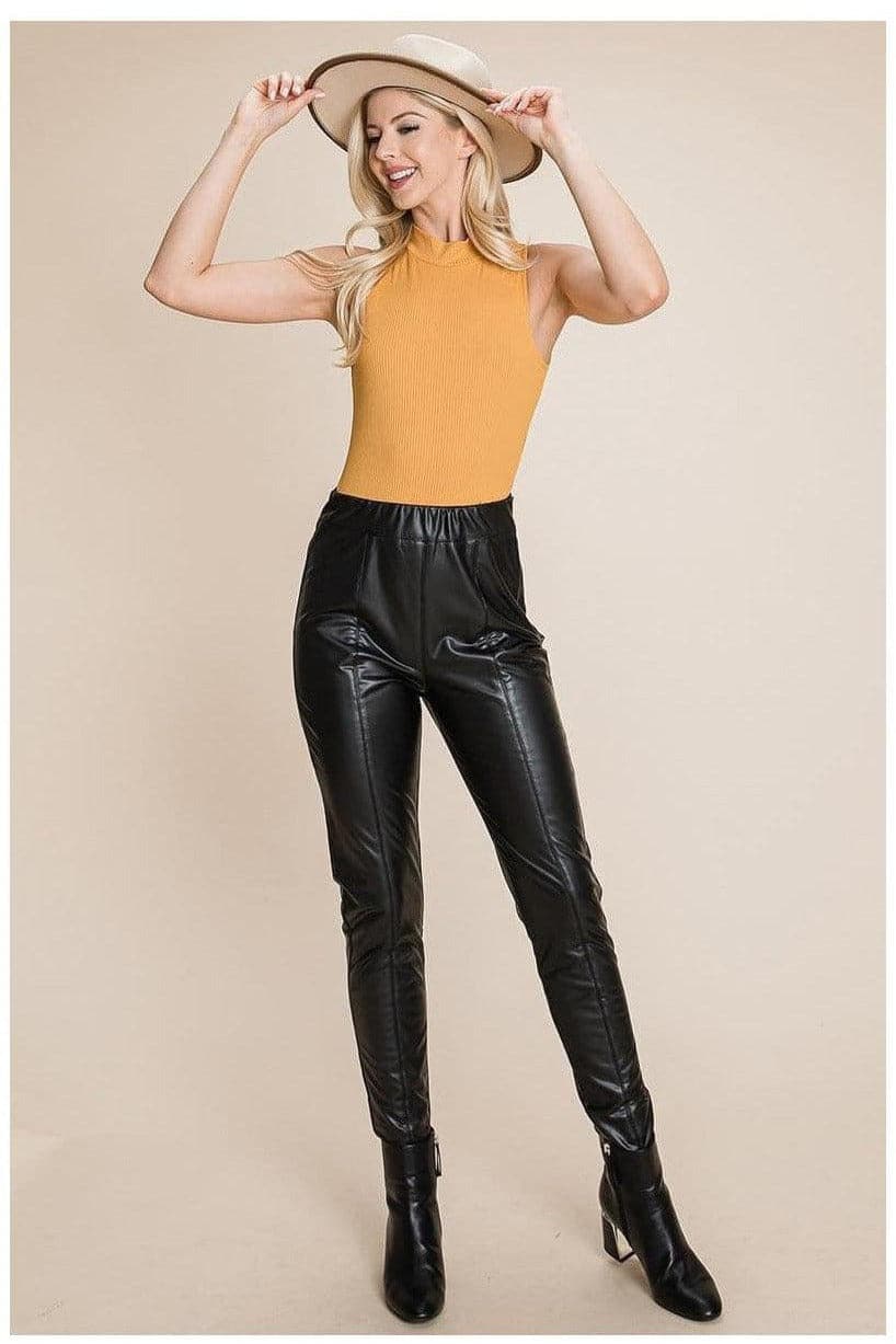 Fleece Lining Faux Leather Pants - SwagglyLife Home & Fashion