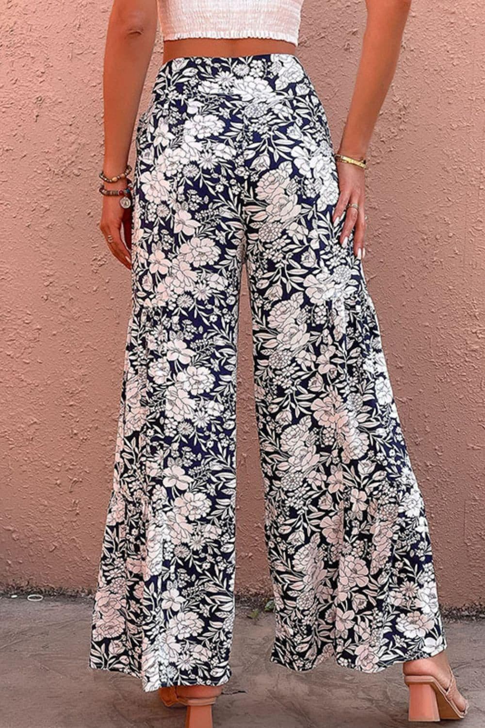 Floral Belted Wide Leg Pants - SwagglyLife Home & Fashion