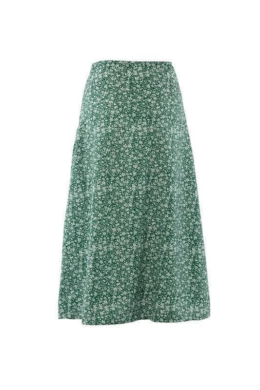 Floral Midi Skirt with Slit, Multiple Colors - SwagglyLife Home & Fashion