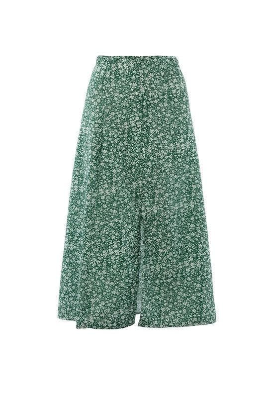 Floral Midi Skirt with Slit, Multiple Colors - SwagglyLife Home & Fashion