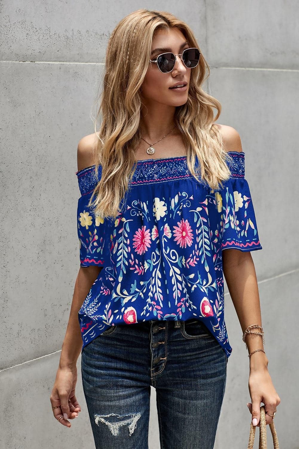 Floral Off-Shoulder Blouse - SwagglyLife Home & Fashion