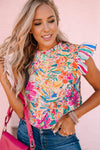 Floral Round Neck Butterfly Sleeve Blouse - SwagglyLife Home & Fashion