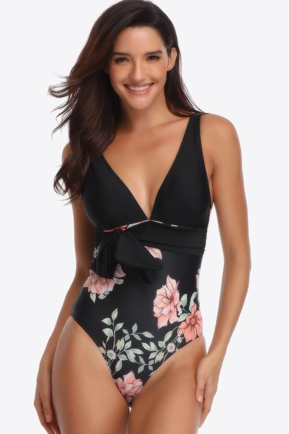 Floral Tied One-Piece Swimsuit - SwagglyLife Home & Fashion