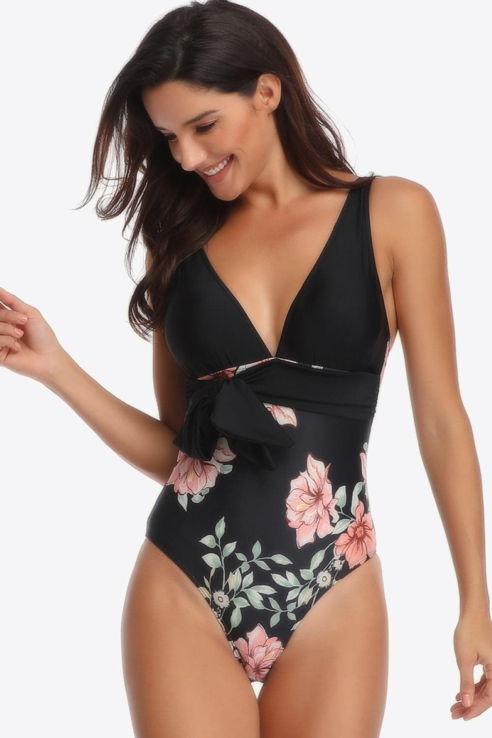 Floral Tied One-Piece Swimsuit - SwagglyLife Home & Fashion