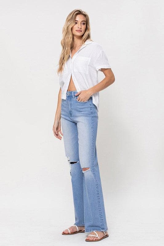 Flying Monkey High Rise Vintage Flare Jeans - SwagglyLife Home & Fashion