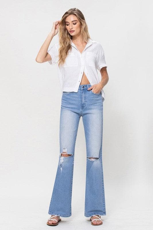 Flying Monkey High Rise Vintage Flare Jeans - SwagglyLife Home & Fashion