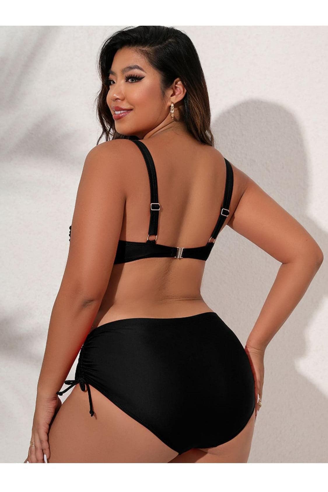 Plus Size Twist Front Tied Bikini Set - SwagglyLife Home & Fashion