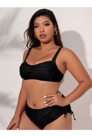 Plus Size Twist Front Tied Bikini Set - SwagglyLife Home & Fashion