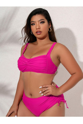 Plus Size Twist Front Tied Bikini Set - SwagglyLife Home & Fashion