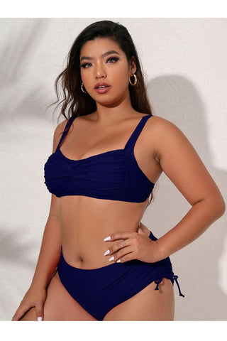 Plus Size Twist Front Tied Bikini Set - SwagglyLife Home & Fashion