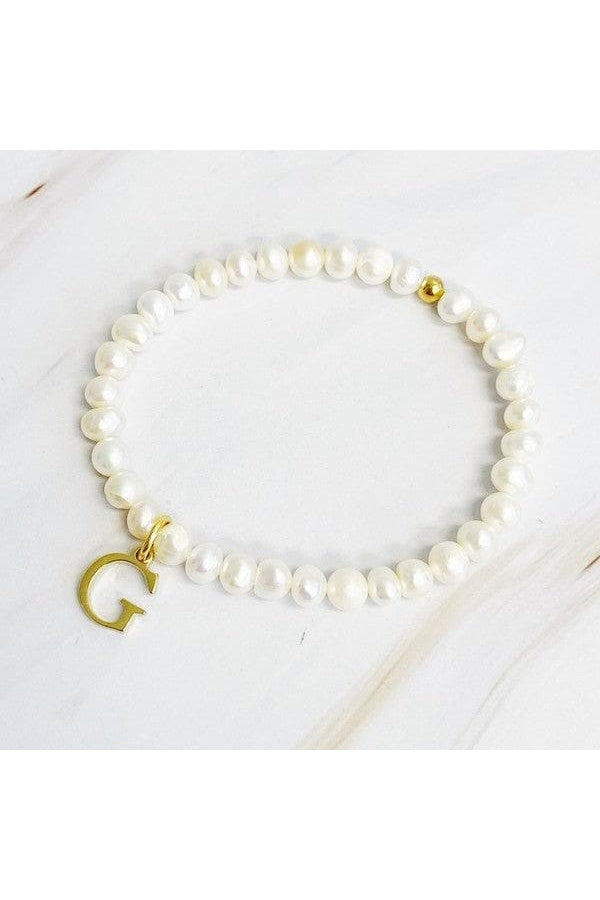 Freshwater Pearl Initial Charm Bracelet - SwagglyLife Home & Fashion