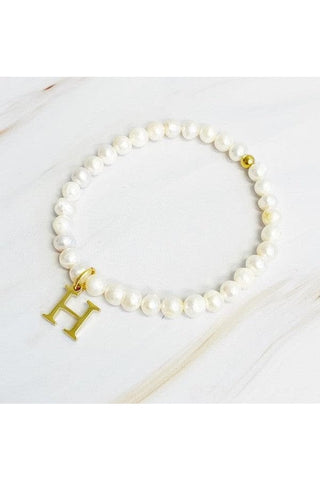 Freshwater Pearl Initial Charm Bracelet - SwagglyLife Home & Fashion