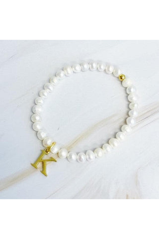 Freshwater Pearl Initial Charm Bracelet - SwagglyLife Home & Fashion