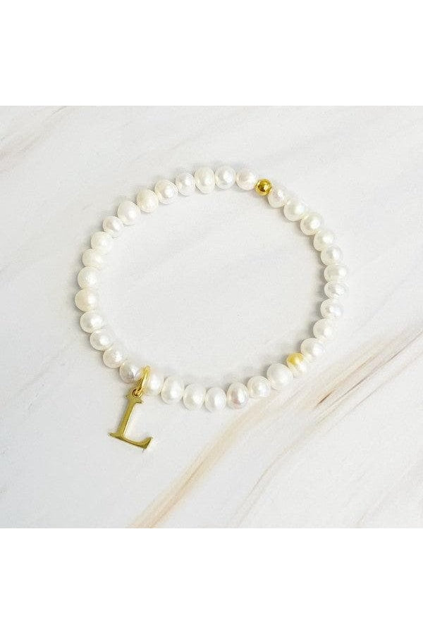 Freshwater Pearl Initial Charm Bracelet - SwagglyLife Home & Fashion