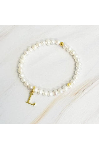 Freshwater Pearl Initial Charm Bracelet - SwagglyLife Home & Fashion