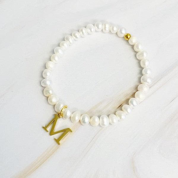 Freshwater Pearl Initial Charm Bracelet - SwagglyLife Home & Fashion