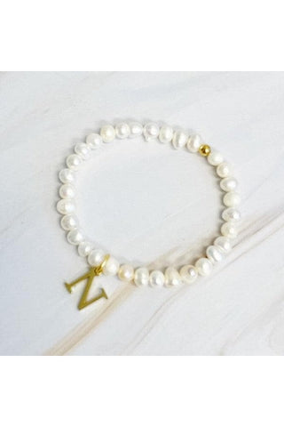 Freshwater Pearl Initial Charm Bracelet - SwagglyLife Home & Fashion