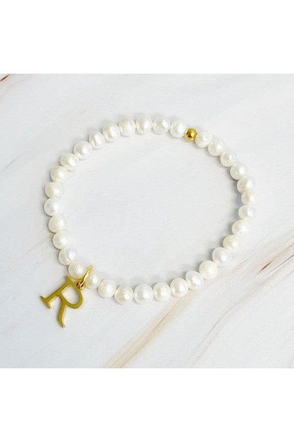 Freshwater Pearl Initial Charm Bracelet - SwagglyLife Home & Fashion