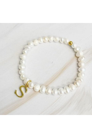 Freshwater Pearl Initial Charm Bracelet - SwagglyLife Home & Fashion