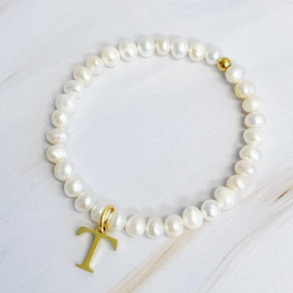 Freshwater Pearl Initial Charm Bracelet - SwagglyLife Home & Fashion