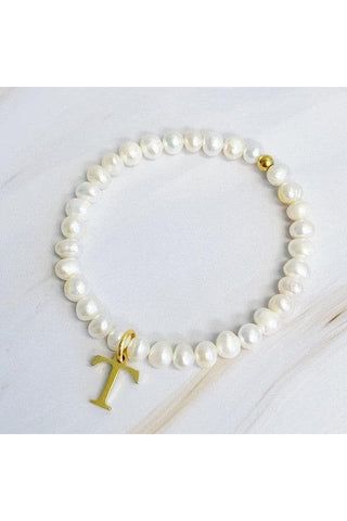 Freshwater Pearl Initial Charm Bracelet - SwagglyLife Home & Fashion