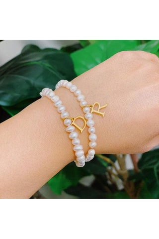 Freshwater Pearl Initial Charm Bracelet - SwagglyLife Home & Fashion