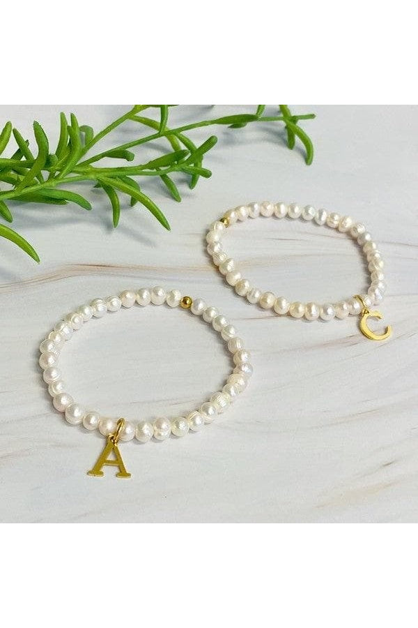 Freshwater Pearl Initial Charm Bracelet - SwagglyLife Home & Fashion