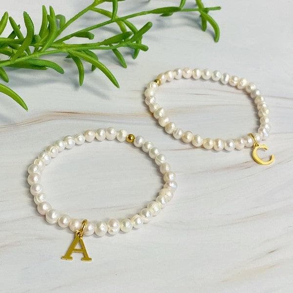 Freshwater Pearl Initial Charm Bracelet - SwagglyLife Home & Fashion