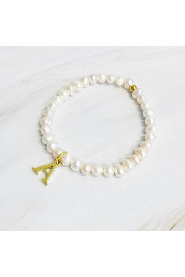 Freshwater Pearl Initial Charm Bracelet - SwagglyLife Home & Fashion