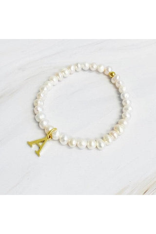 Freshwater Pearl Initial Charm Bracelet - SwagglyLife Home & Fashion