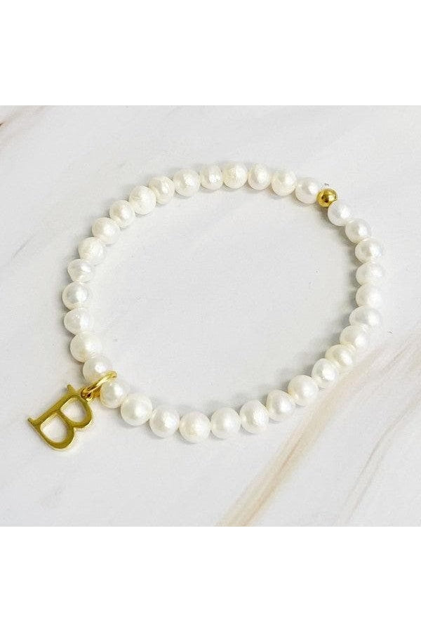 Freshwater Pearl Initial Charm Bracelet - SwagglyLife Home & Fashion