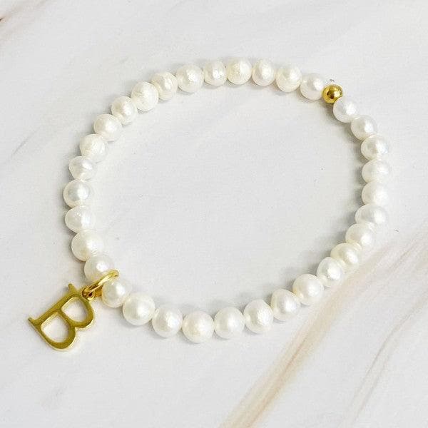 Freshwater Pearl Initial Charm Bracelet - SwagglyLife Home & Fashion